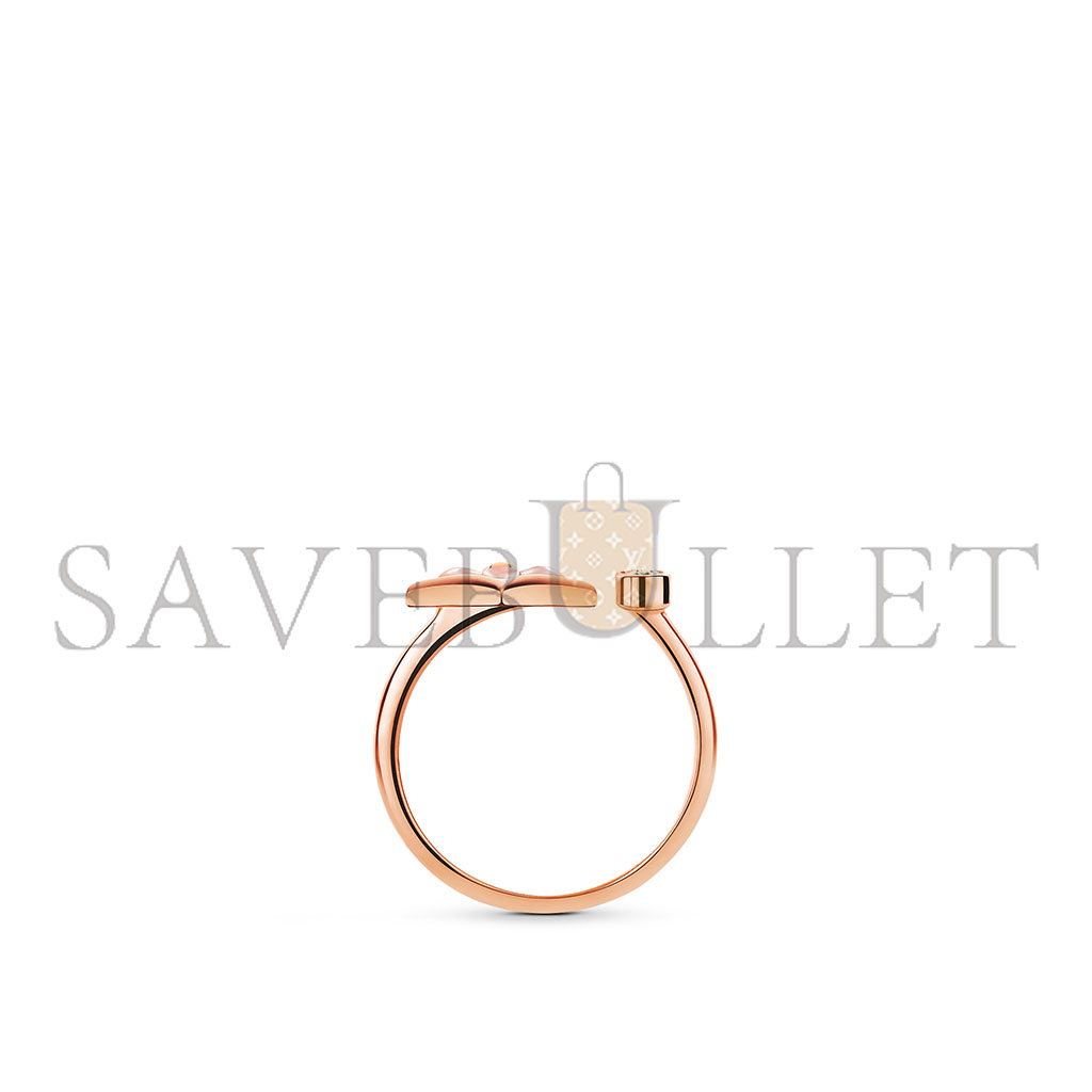 l**is V*t*n color blossom mini star rose gold, pink mother-of-pearl and diamond ring q9n07a